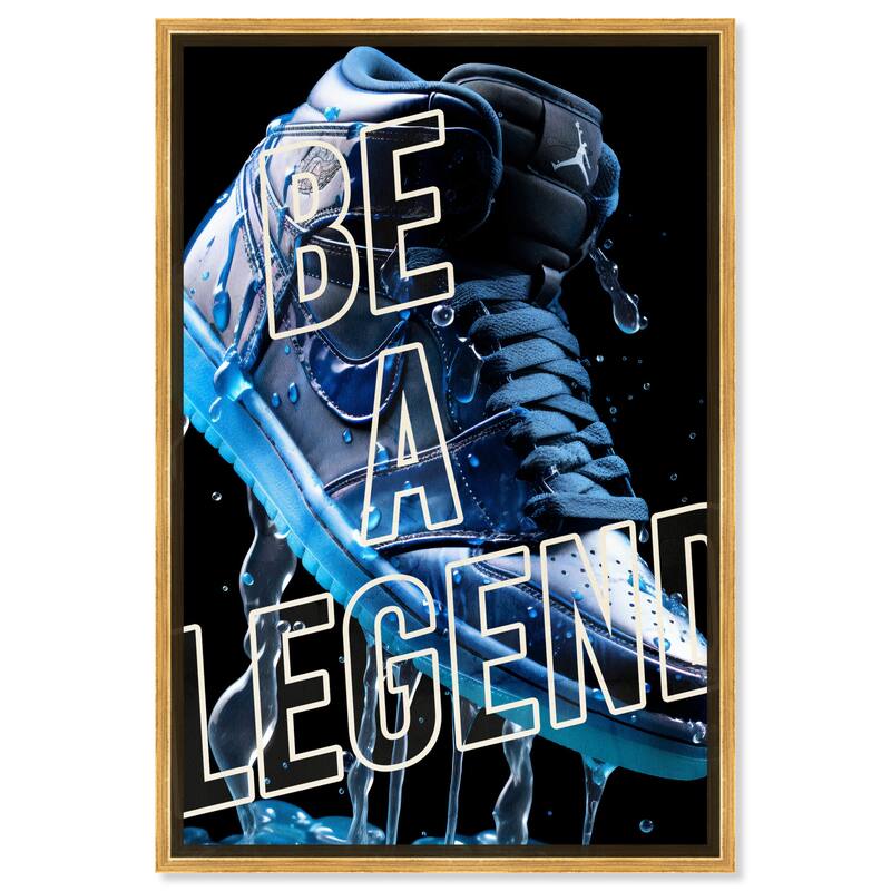 Notoriart Be A Legend Sneaker Drip Framed Sneaker 1 Piece Canvas Wall Art - 21 x 31 - Gold
