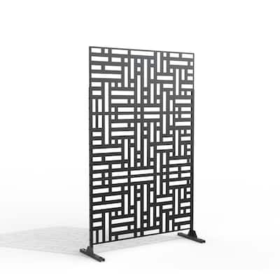 Free Standing Block Black Decorative Outdoor Privacy Screen, 47" L x 76" H