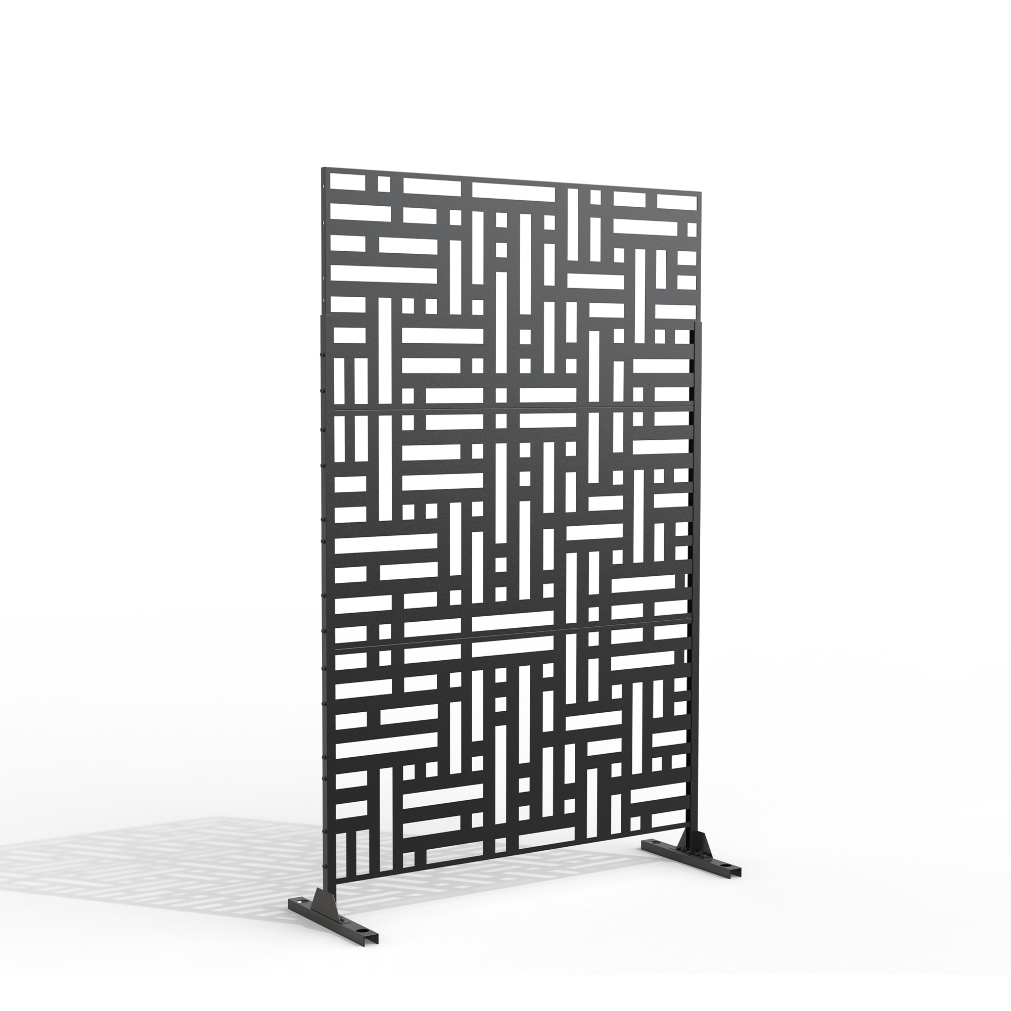 Free Standing Block Black Decorative Outdoor Privacy Screen, 47" L x 76" H