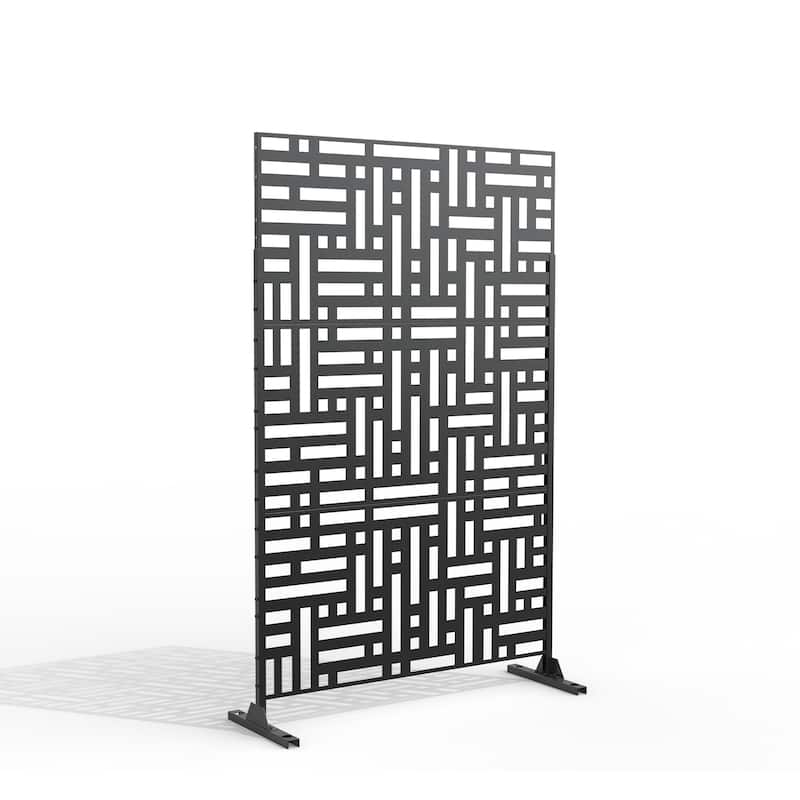 Free Standing Decorative Outdoor Privacy Screen - 04-Black