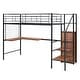 preview thumbnail 27 of 38, Twin Size Metal Loft Bed with Desk, Metal Grid and Wardrobe, White