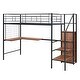 preview thumbnail 5 of 7, Twin Size Metal Loft Bed with Desk and Wardrobe, Lateral Storage Ladder