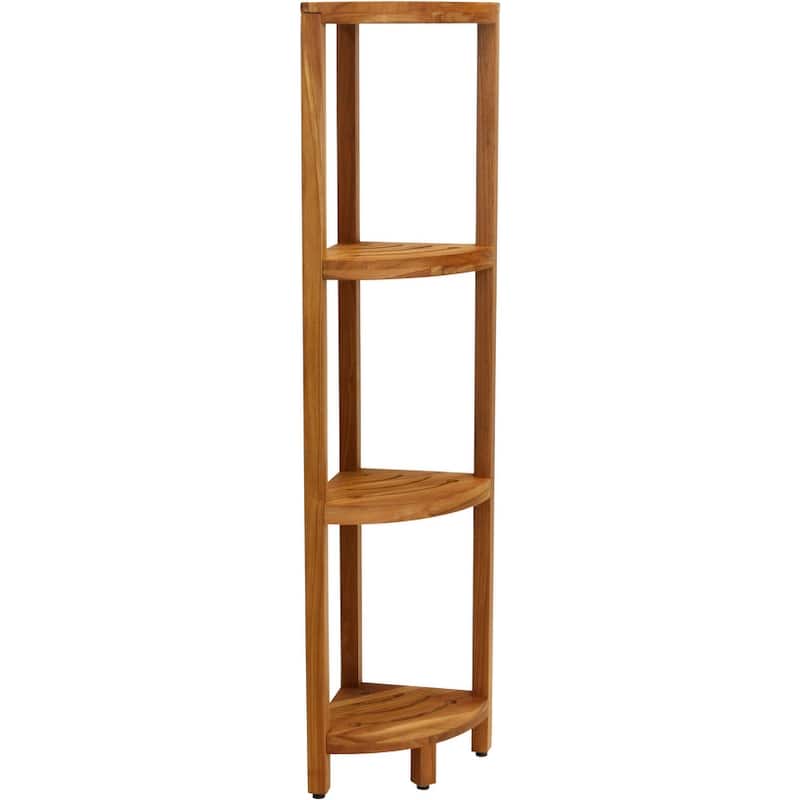 The Original Kai Three-Tier Corner Teak Bath Shelf - Teak Oil - 4 Tier