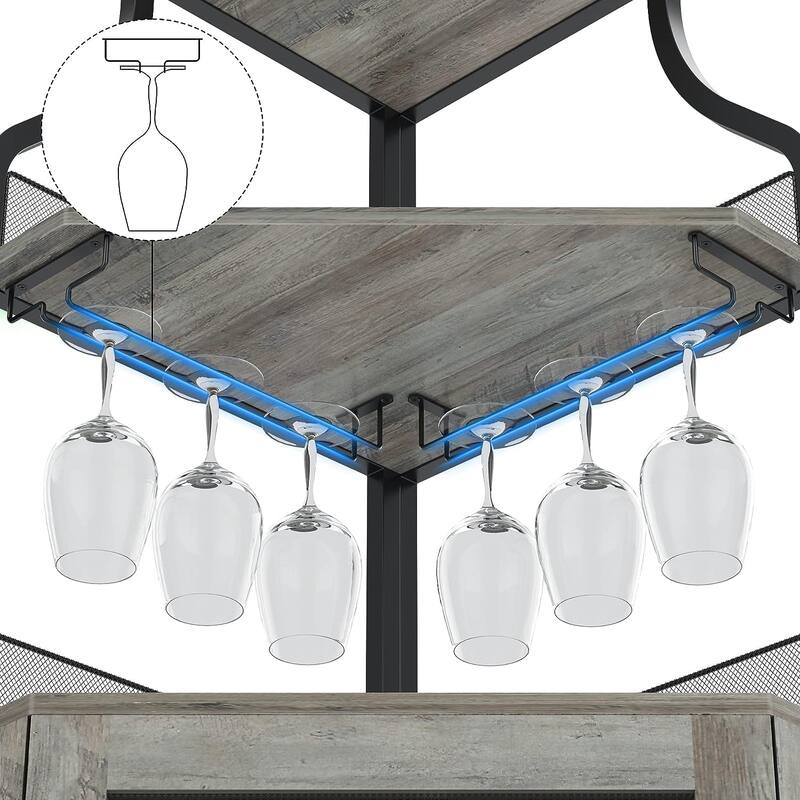 Corner Wine Cabinet with Detachable Wine Rack, 5-Tier Industrial Corner Bar Cabinet