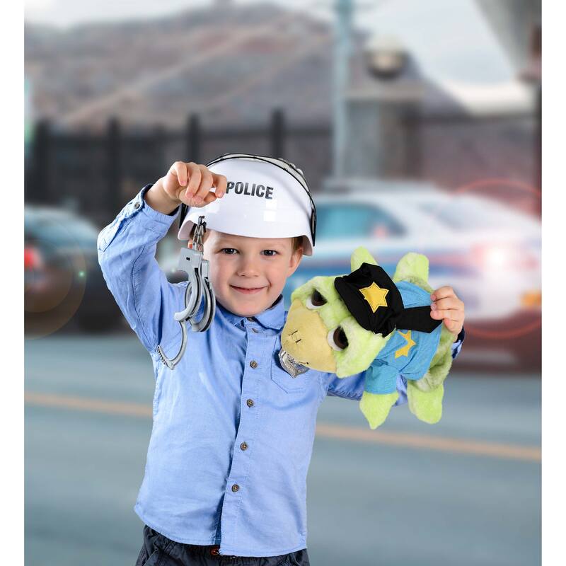 DolliBu Large Green Sea Turtle Police Officer Plush with Cop Uniform - 11 inches