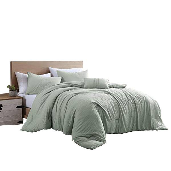Helsinki 4 Piece Textured Microfiber King Comforter Set The Urban Port Sage Green On Sale Overstock 32278134
