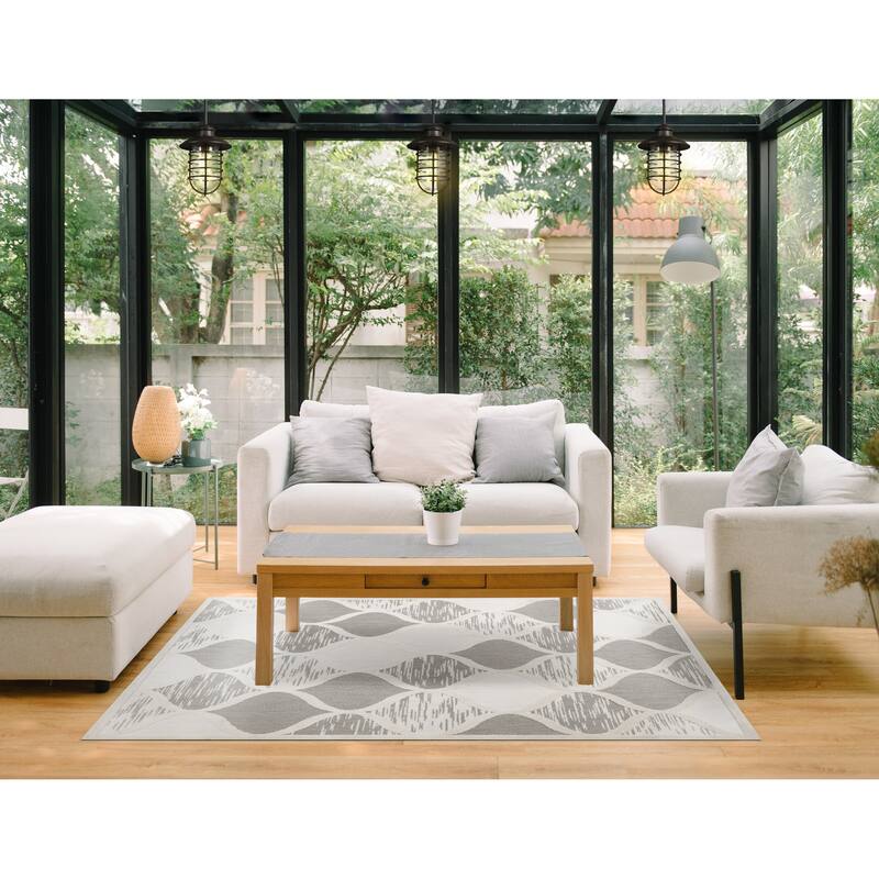 Leick Home Laurus Quatrefoil Indoor Outdoor Area Rug Rectangle 8'X10' and 2'x8' Runner Combo - 8' x 10'