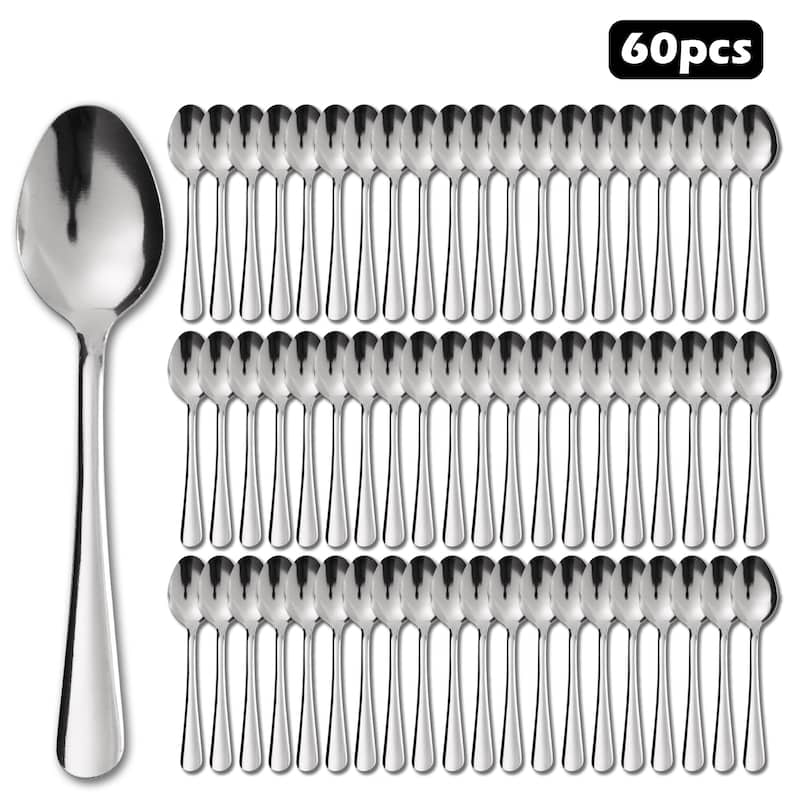 60 Pieces Forks /Spoons/Knives Silverware Set Stainless Steel Flatware Set - 60PCS Tea Spoons