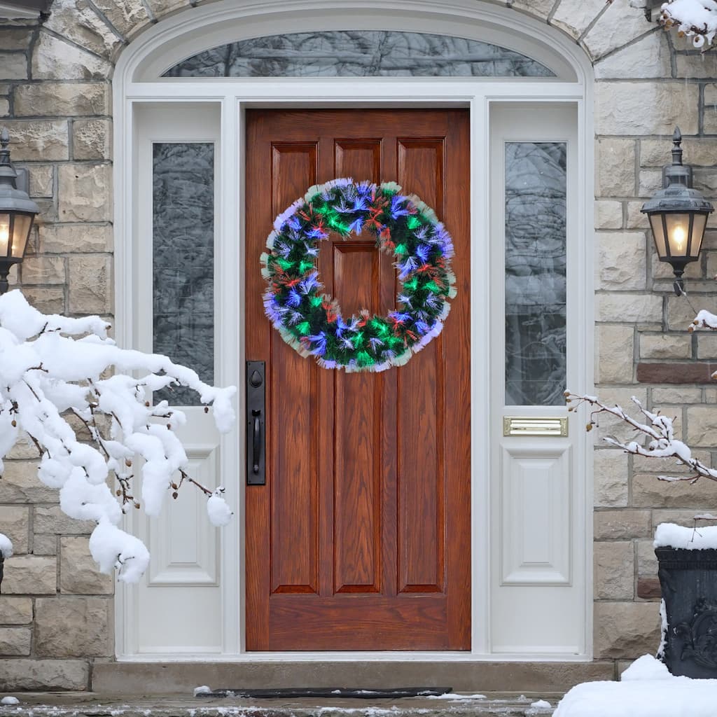 24" Multi-Function Coloring Changing Fiber Optic Artificial Pine Christmas Wreath