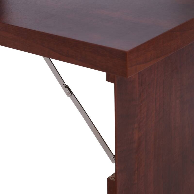 Space-Saving Fold-Out Wall Desk with Multiple Storage Compartments and Adjustable Shelves for Compact Spaces