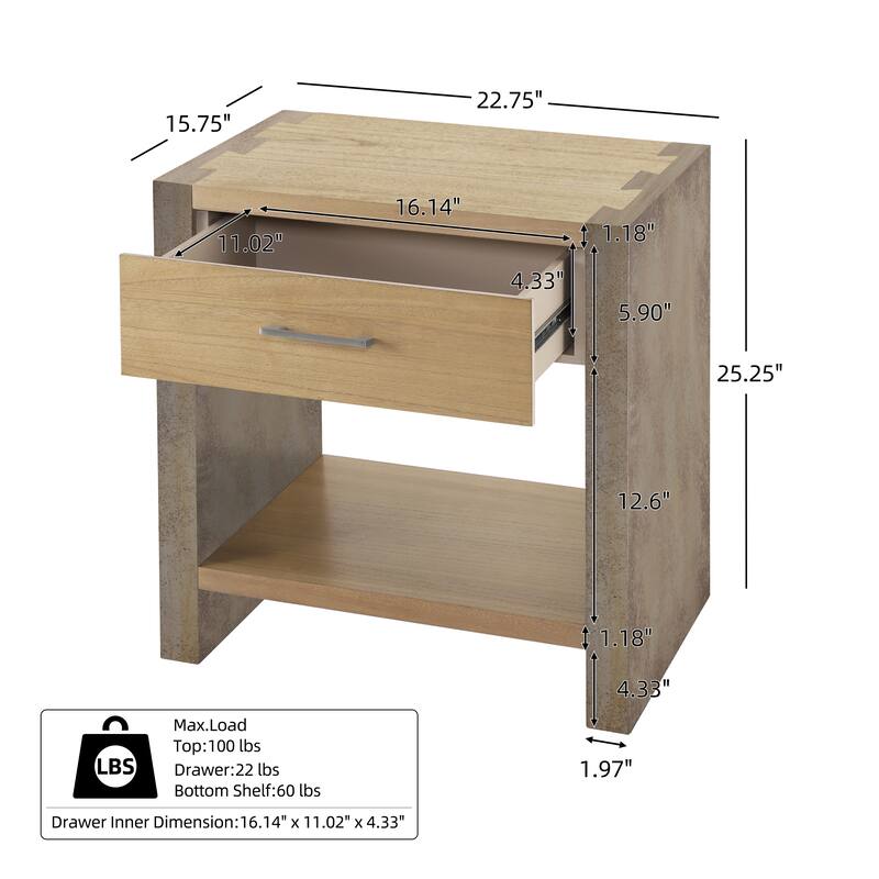 Christopher Knight Home - Quillson MDF 1-Drawer Nightstand with Smooth Glide Drawer