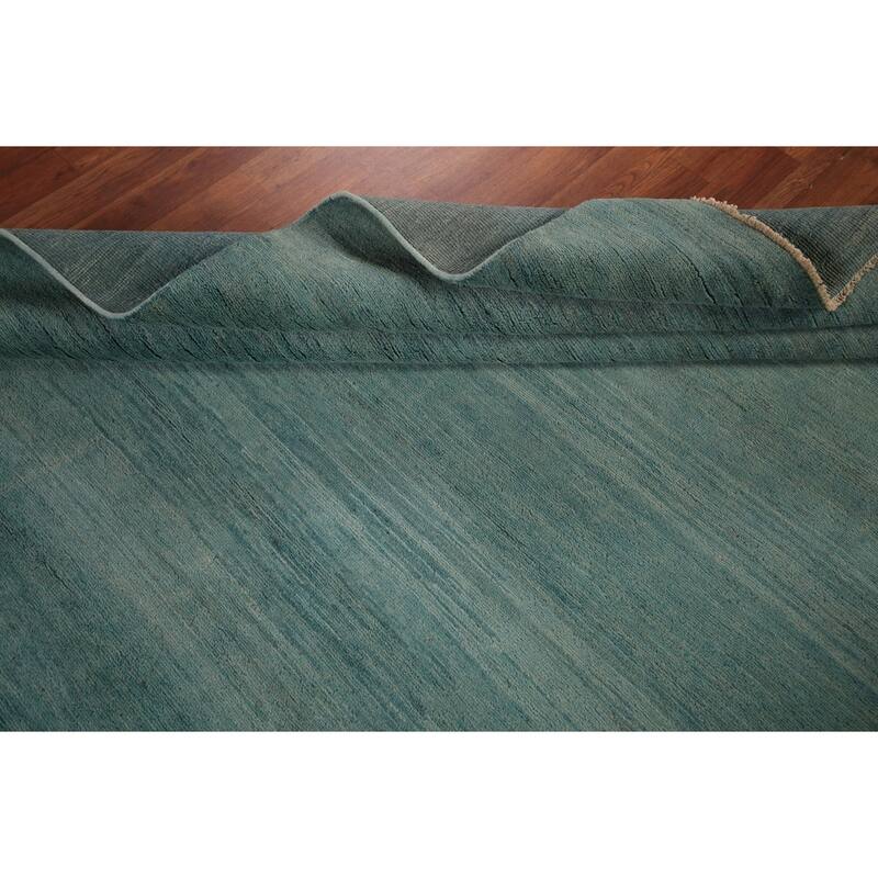 Aqua Blue Gabbeh Modern Area Rug Handmade Wool Carpet - 6'6" x 9'7"