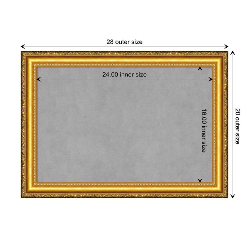 Amanti Art Colonial Embossed Gold Framed Magnetic Board - Board Size 24x16