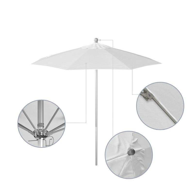 California Umbrella 75' Venture Series Patio Umbrella, Silver Aluminum Pole Fiberglass Ribs Push Lift, Olefin