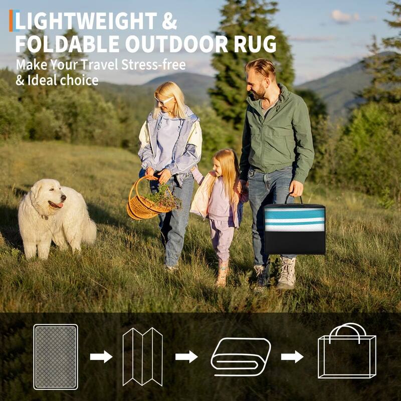 Outdoor Rug Waterproof Mat Outside Rugs for Patio Camping Balcony Modern Strip Plastic Straw Rug