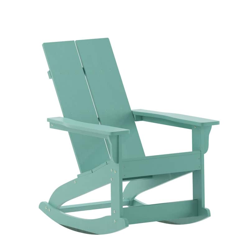Modern 2-Slat Adirondack Poly Resin Rocking Chair for Indoor/Outdoor Use
