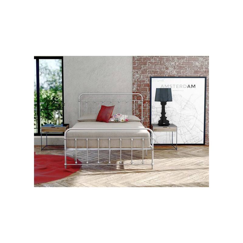 Full Size Bed Frame with Metal Legs - Sturdy Platform Bed - Silver Finish - Easy Assembly