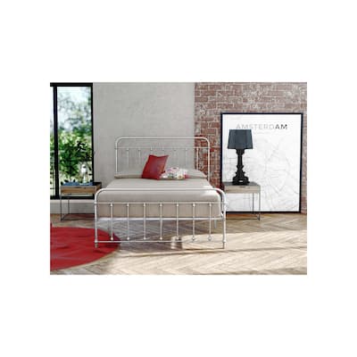 Full Size Bed Frame with Metal Legs - Sturdy Platform Bed - Silver Finish - Easy Assembly