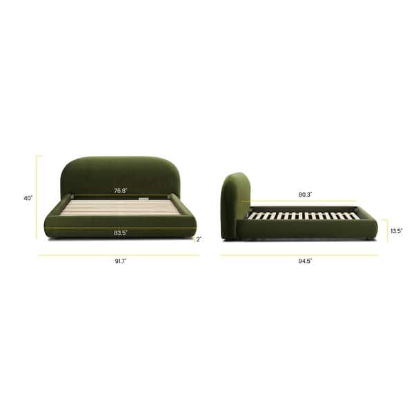 dimension image slide 0 of 4, Poly & Bark Genoa Bed - Fully Upholstered with Rounded Profile