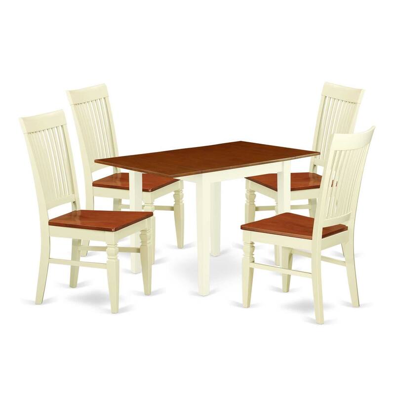 5-Piece Buttermilk and Cherry Solid Wood Top - Dining Room Set (Seats-4)