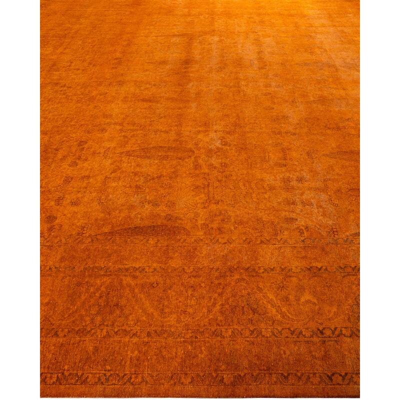 Overdyed, One-of-a-Kind Hand-Knotted Area Rug - Orange - 12' 4" x 17' 5"