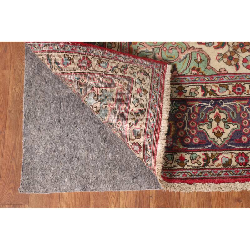 Tabriz Persian Vintage Area Rug Hand-Knotted Pink Wool Carpet - 6'8"x 9'7"