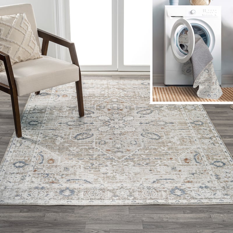 JONATHAN Y Shaemus Global Medallion Low-Pile Machine-Washable Area Rug