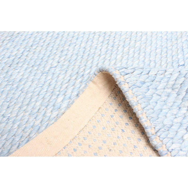 ECARPETGALLERY Braid weave Sienna Sky Blue Wool Rug - 5'0 x 8'0