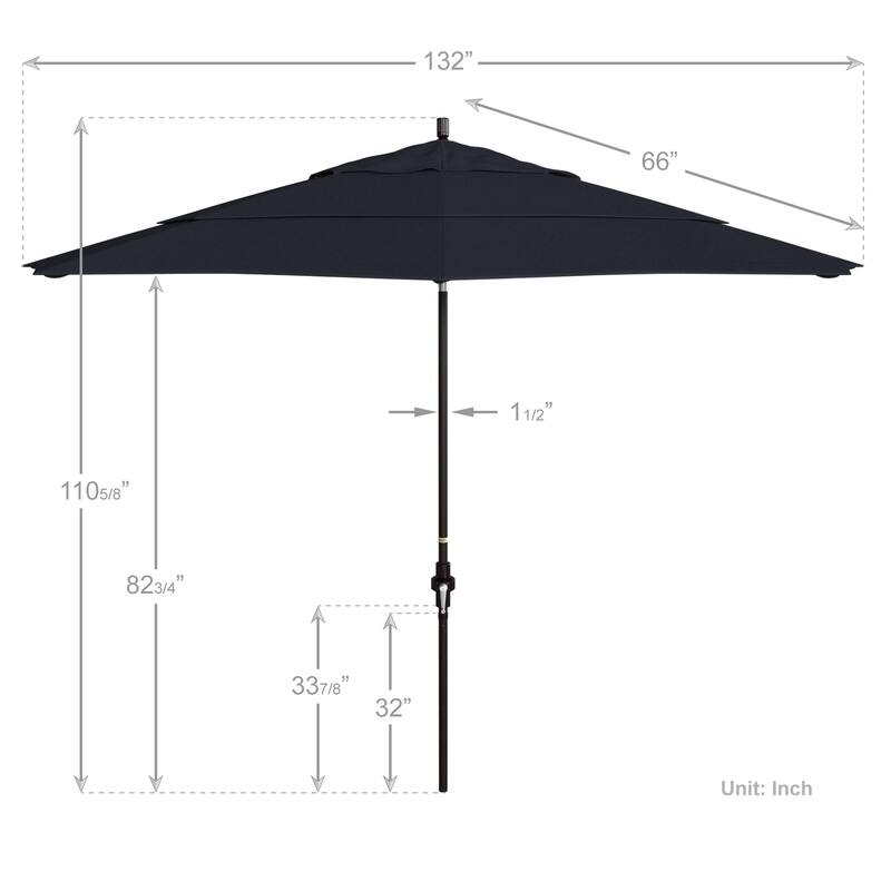 California Umbrella 11' Rd Golden State Series Patio Umbrella Bronze Aluminum Frame Crank Lift Collar Tilt Sunbrella