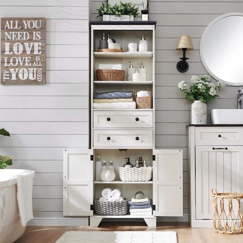72" Tall Bathroom Storage Cabinet, Farmhouse Storage Cabinet