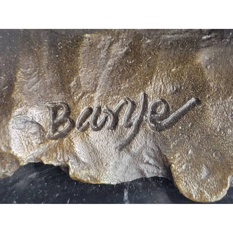 Howling Wolf Bronze Metal Statue Sculpture Figurine Signed Art On Marble Base