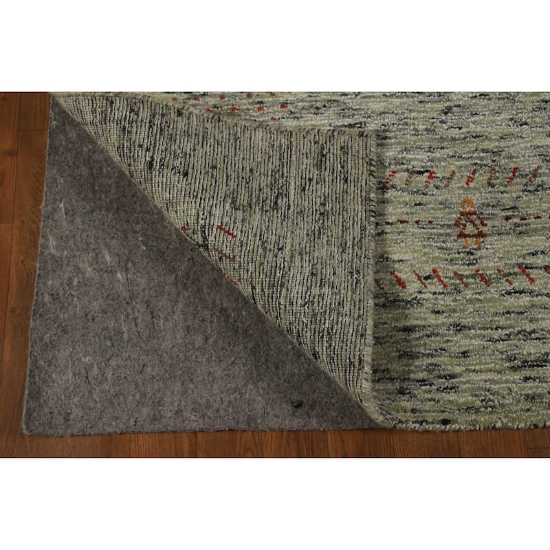 Hand Knotted Oriental 100% Wool Carpet Tribal Animal Pictorial Green Gabbeh Area Rug - 7' 7'' X 5' 3''