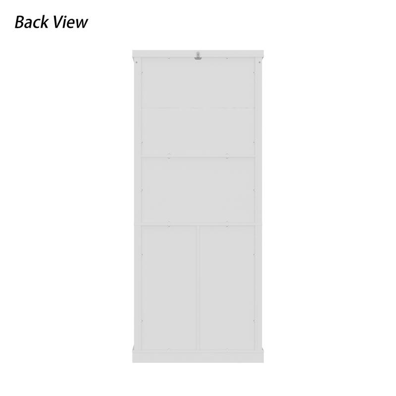 Modern Bathroom Cabinet Freestanding Storage Cabinet with Glass Doors & 3 Drawers