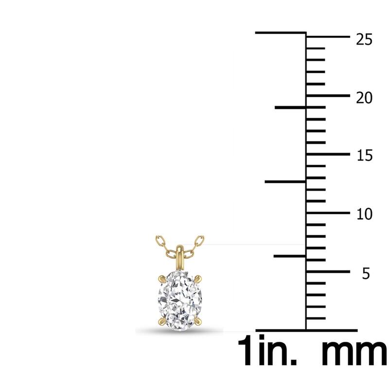 Marquee Lab Grown 3/4 Carat Oval Solitaire Diamond Pendant in 14K Yellow Gold