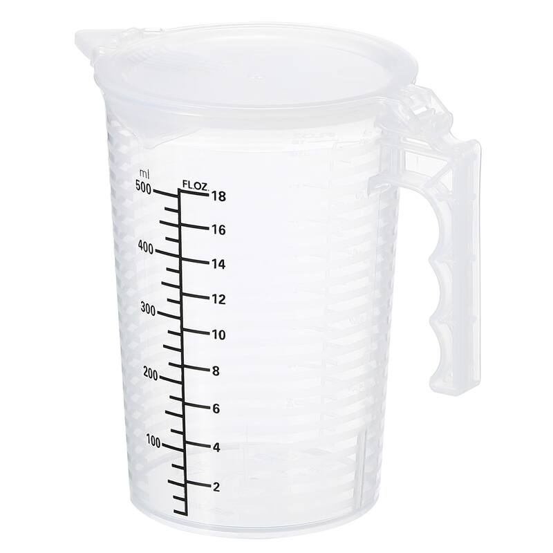 Graduated Beaker, 500ml PP Plastic Cup Double Sided Black Graduations - Transparent