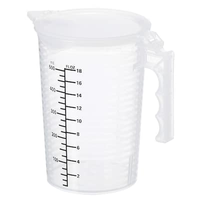 Graduated Beaker, 500ml PP Plastic Cup Double Sided Black Graduations - Transparent