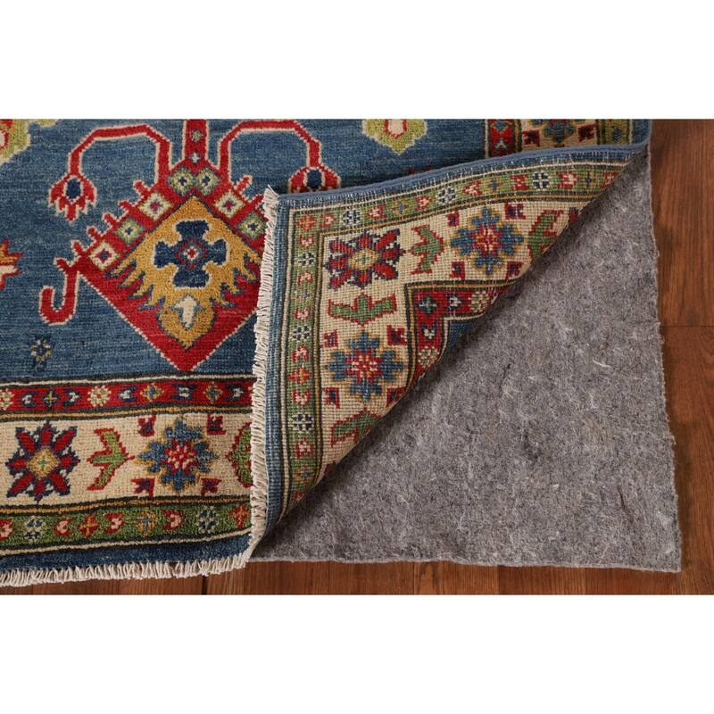 Traditional Blue Kazak Oriental Accent Rug Hand-Knotted Wool Carpet - 3'3"x 5'0"