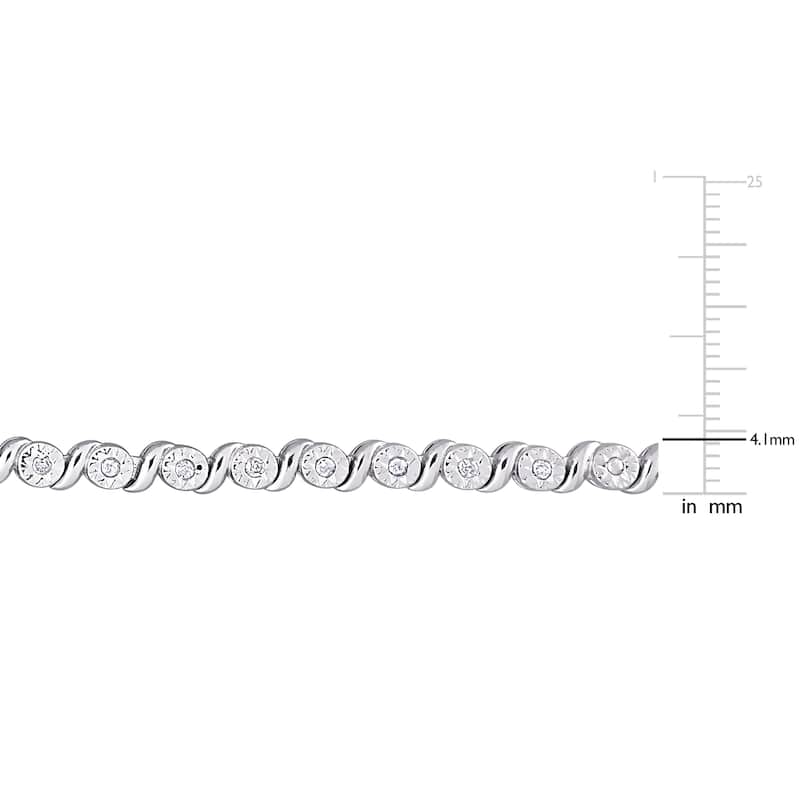 Miadora Sterling Silver 1/2ct TDW Diamond Tennis Link Necklace - 24 inch x 4.1 mm x 5.4 mm - 24 inch x 4.1 mm x 5.4 mm
