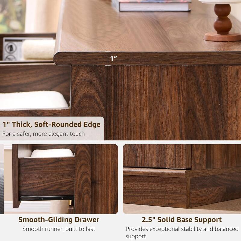 Modern Arched 9 Drawers Dresser, Wood Chest of Drawers for Living Room