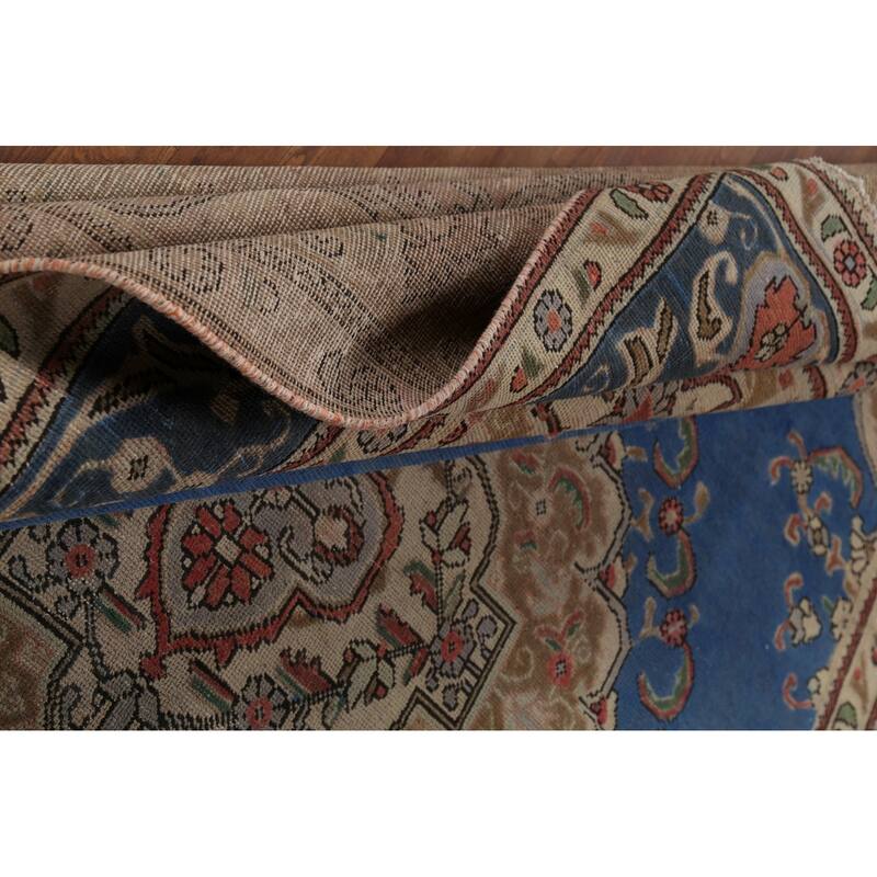 Blue Tabriz Persian Vintage Area Rug Handmade Wool Carpet - 8'3"x 11'5"
