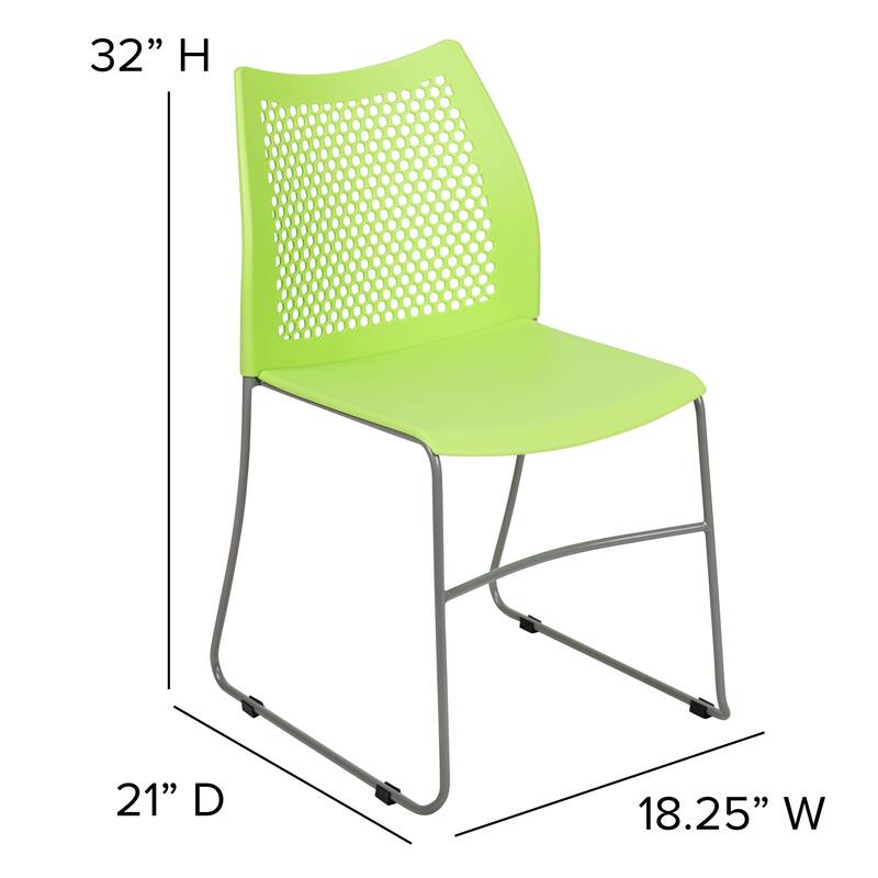 661 lb. Capacity Stack Chair with Air-Vent Back and Powder Coated Sled Base