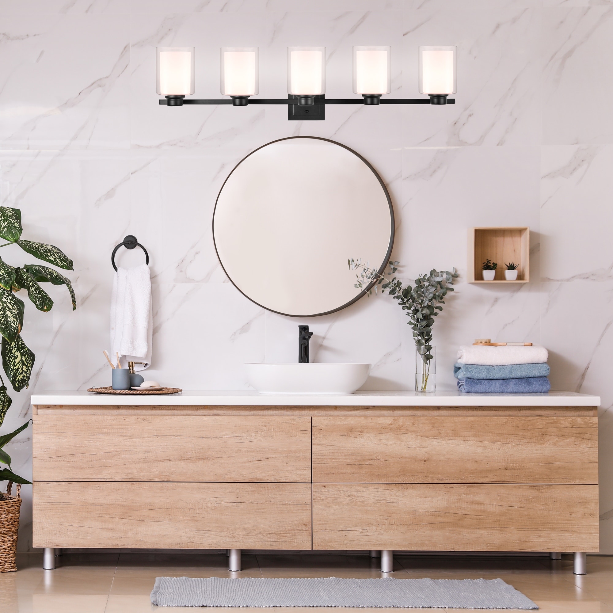5 Light Oslo Vanity Light Fixture Matte Black - Matte Black