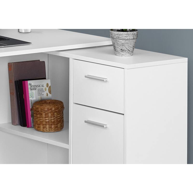 Contemporary L-Shaped Computer Desk with Storage Options, Compact Design, and Flexible Placement for Small Spaces