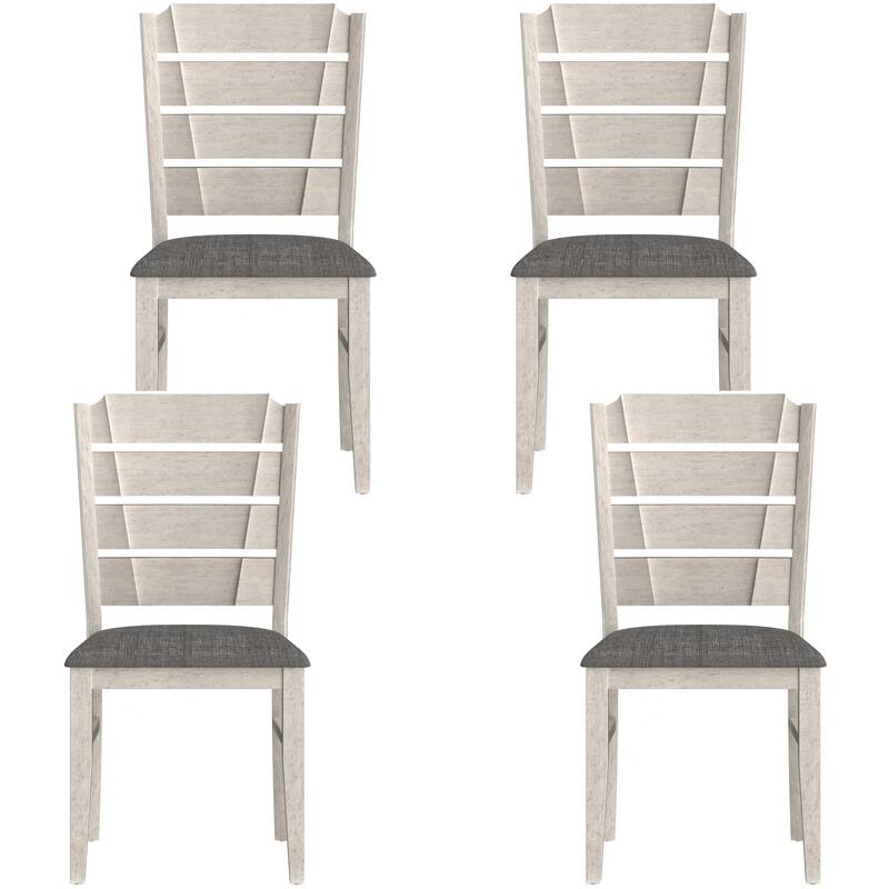 Solid Wood Dining Chairs Set of 2/4/6, Farmhouse Fabric Chairs with Back, Oval Side Chairs for Kitchen - Set of 4 - Grey