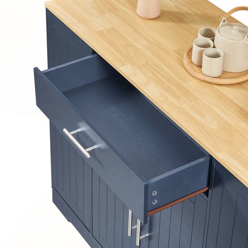 53inch Kitchen Storage Islands with Drawers and Trash Can Storage