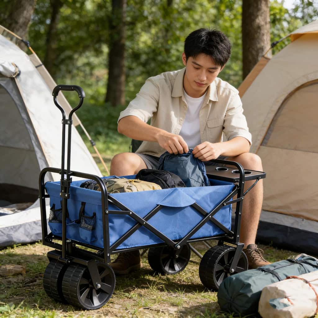 Folding Garden & Beach Utility Wagon Cart, Blue