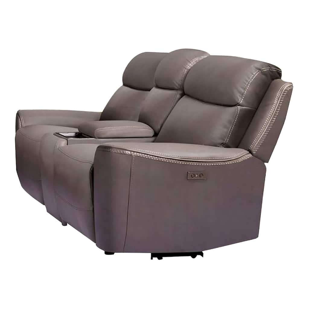 Akto Power Recliner Loveseat, Zero Gravity, Gray Faux Leather, 81 Inch