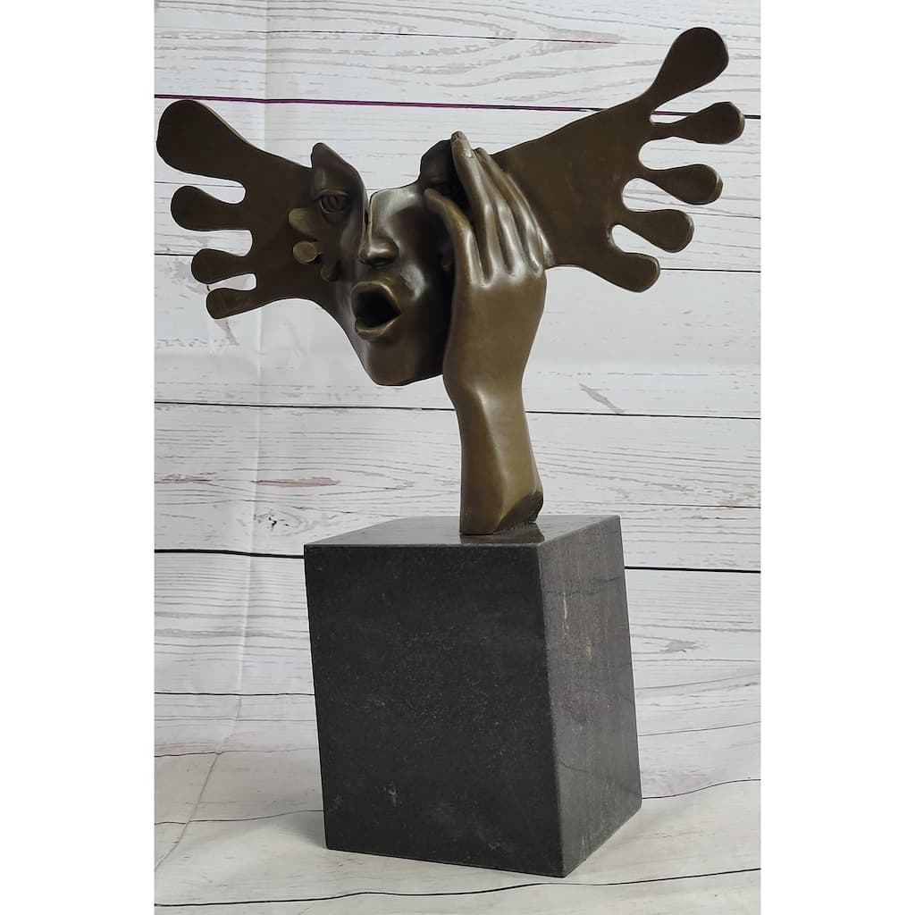 Signed Dali Abstract Female Sunshine Bronze Sculpture Marble Base Figure Statue