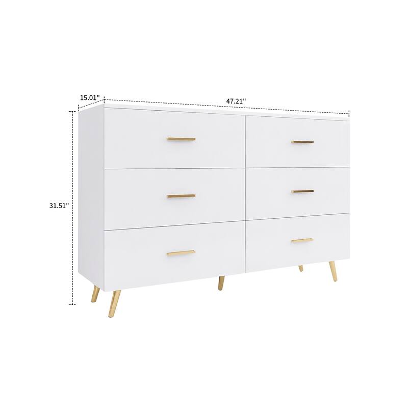 Modern Minimalist High Gloss Wooden Storage Dresser with Center Support Leg