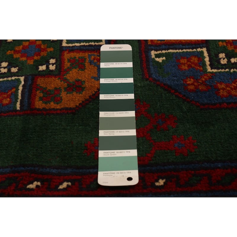 ECARPETGALLERY Hand-knotted Uzbek Kargahi Green Wool Rug - 6'6 x 9'10